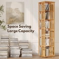 thumbnail image 3 of RevoGlow Commerce 5/6-Tier 360° Rotating Corner Bookshelf, Space-Saving Wooden Storage Organizer for Living Room, Brown/Natural Finish, Multi-Functional Display Shelf, 3 of 9