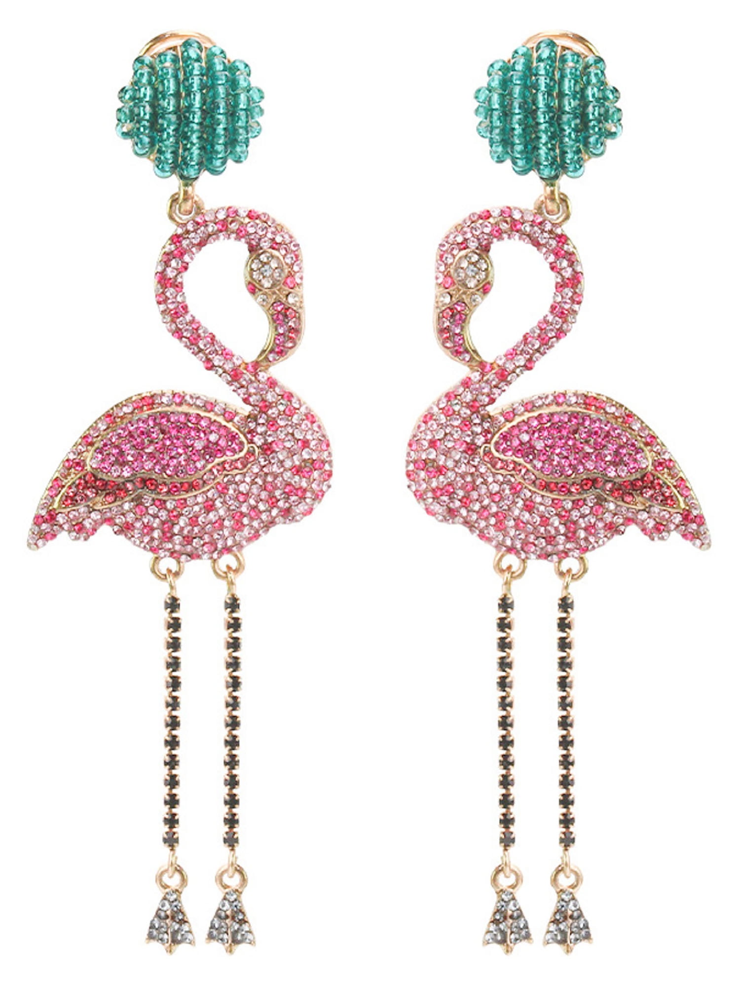 925 Silver Hooks Flamingo Earrings Quirky Trendy Earrings, Minimalist Bird Dangle Earrings Fun Earrings