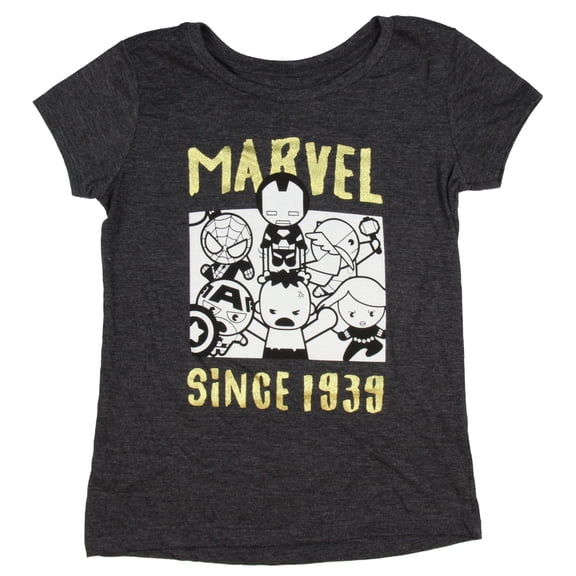 Avengers Girls' Shirt Since 1939 Gold Foil Script Youth Kids T-Shirt