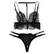 thumbnail image 1 of Gibobby Lenceria para mujer sexy Día de San Valentín Tanga S-2XL Halter Mujeres Conjunto floral Sujetador con cuello en V Negro abierta Encaje Lencería Íntimos(Negro, XL), 1 of 5