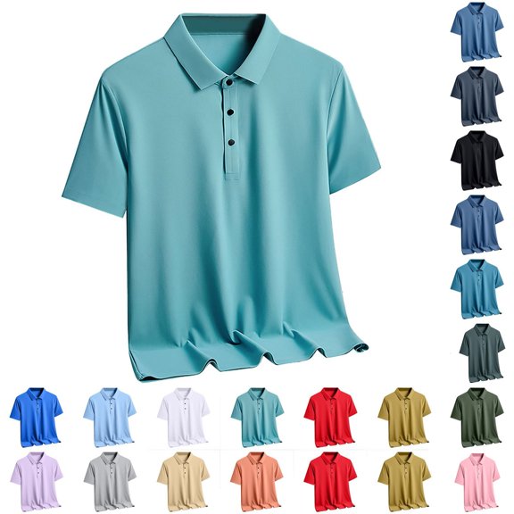 KeShDi Summer Tshirts Shirts Men's Short Sleeved Solid Color Ice Silk Shirt Short Sleeved Collared Top White 5X