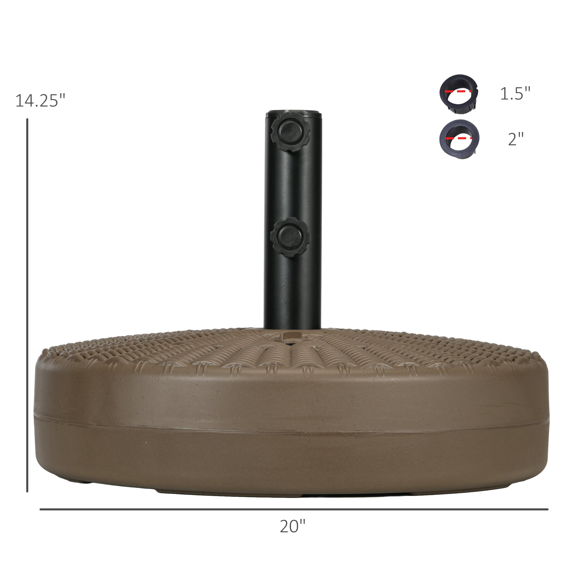 Outsunny Fillable Umbrella Base for 1.5"-2" Pole, Umbrella Stand, Brown
