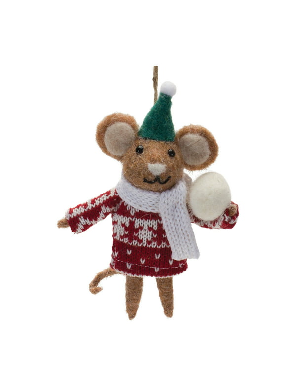 Melrose Mouse Ornament, 6-inch Height, Wool (87238 )