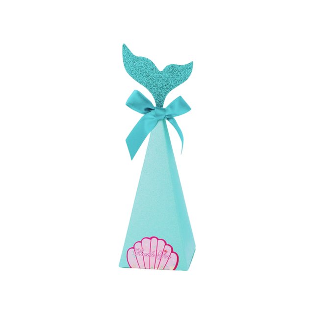 Bewildely 20 bolsas de polvo brillante de doble cara sin derramar polvo-decoración de de postre elegante cajas de regalo de boda Herramientas y accesorios para hornear T Azul Sirena+TBlue