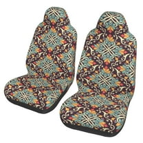 TEQUAN Front Seat Covers, Traditional Floral Morocco Style Pattern 2 Piece Car Seat Cover Fit Most Car SUV Truck Van