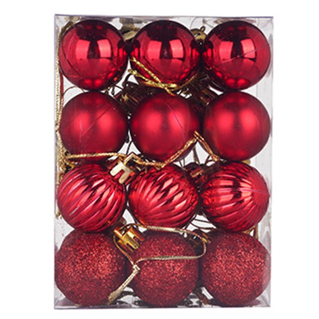 Visland 24Pcs 3cm Christmas Tree Color Ball Shatterproof Multi-styles Electroplating High Gloss Mini Scene Layout Plastic Xmas Party Decor Hanging Ball Pendant Party Supplies