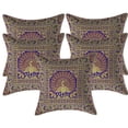 thumbnail image 1 of Stylo Culture Ethnic Bohemian Brocade Purple And Gold Throw Pillow Covers 16x16 Jacquard Weave Banarsi Boho Pillow Covers Dancing Peacock Floral 40x40 cm Decorative Cushion Covers (Set Of 5), 1 of 4