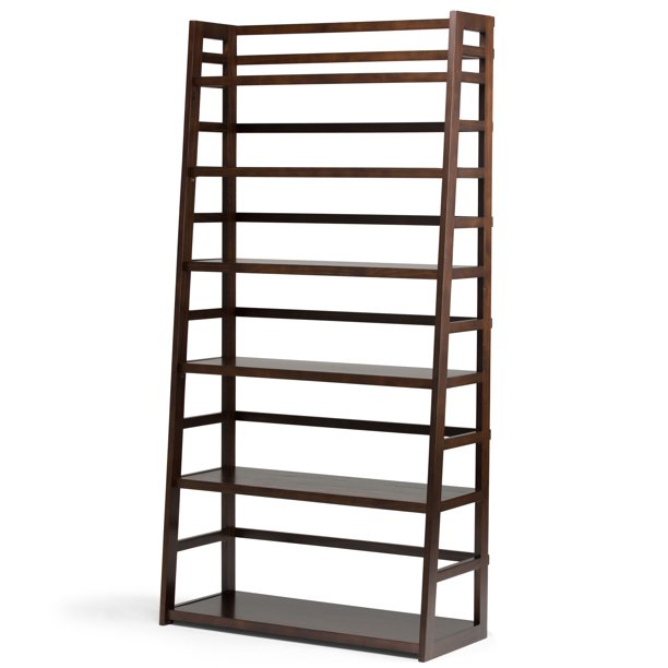 Brooklyn + Max Brunswick Solid Wood 72 inch x 36 inch Rustic Wide Ladder Shelf Bookcase in