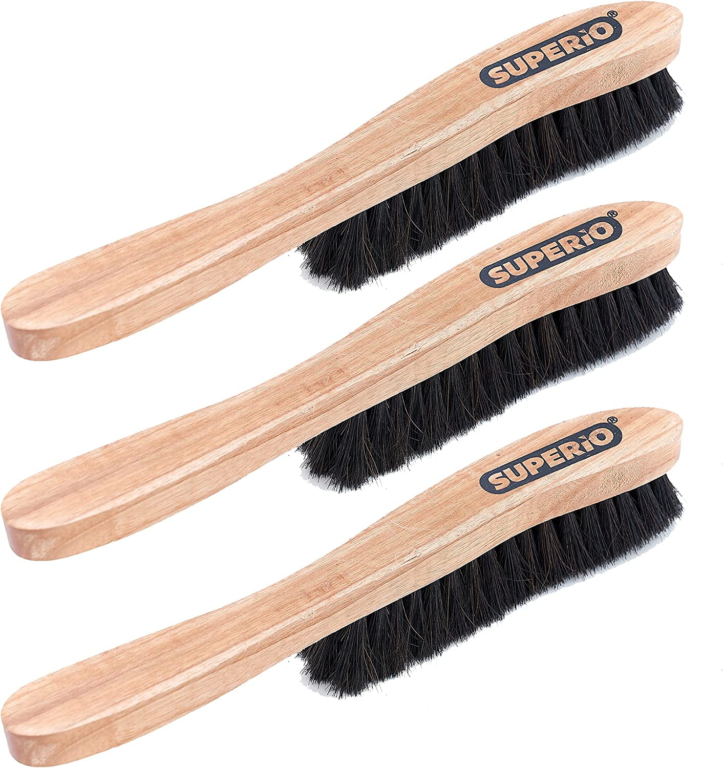 Superio Hat Brush Horsehair Bristles, Solid Wood Durable Felt Hat Brush