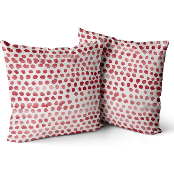 Polka Dot Pillow Covers Set of 2 Dark Red Cream Throw Pillows 18x18 in Outdoor Boho Design Brush Strokes Decorative Pillowcase Square Cushion Cover Linen Pillow Case for Home Sofa Couch Bed