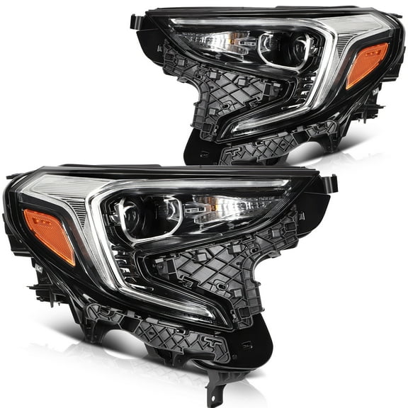 ECCPP Headlight Assembly Compatible For GMC Terrain 2018-2021 Driver and Passenger Side (Black Housing Clear Lens Amber Reflector)