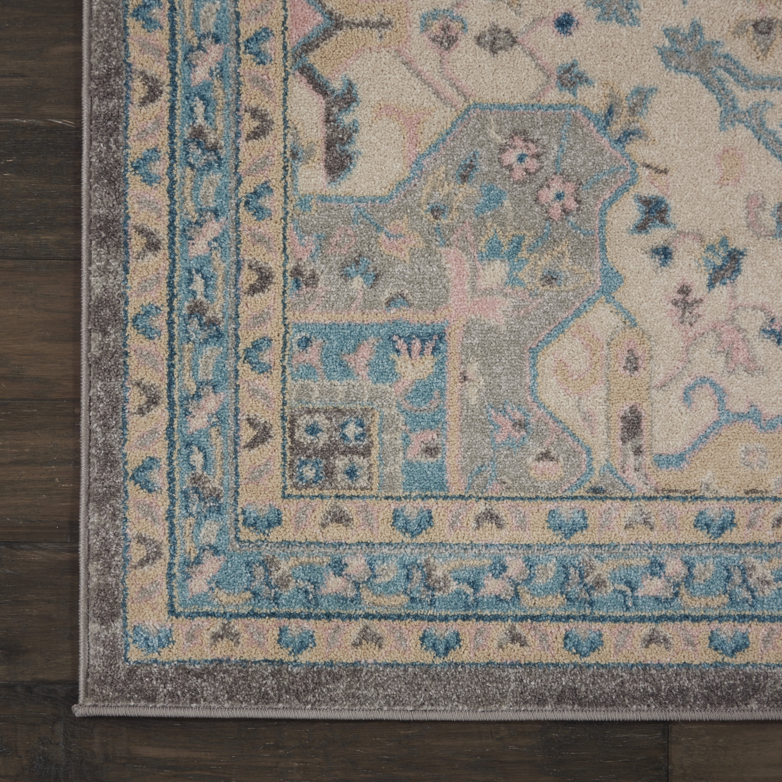 Serene Persian Medallion Light Grey Multicolor 8'10" x 11'10" Area Rug, (9' x 12')