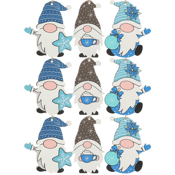 CIMAXIC christmas 9pcs Christmas Gnome Wooden Ornaments Gnome Hanging Ornaments Gnome Christmas Tree Decorations,3.07"X2.64"X0.04"
