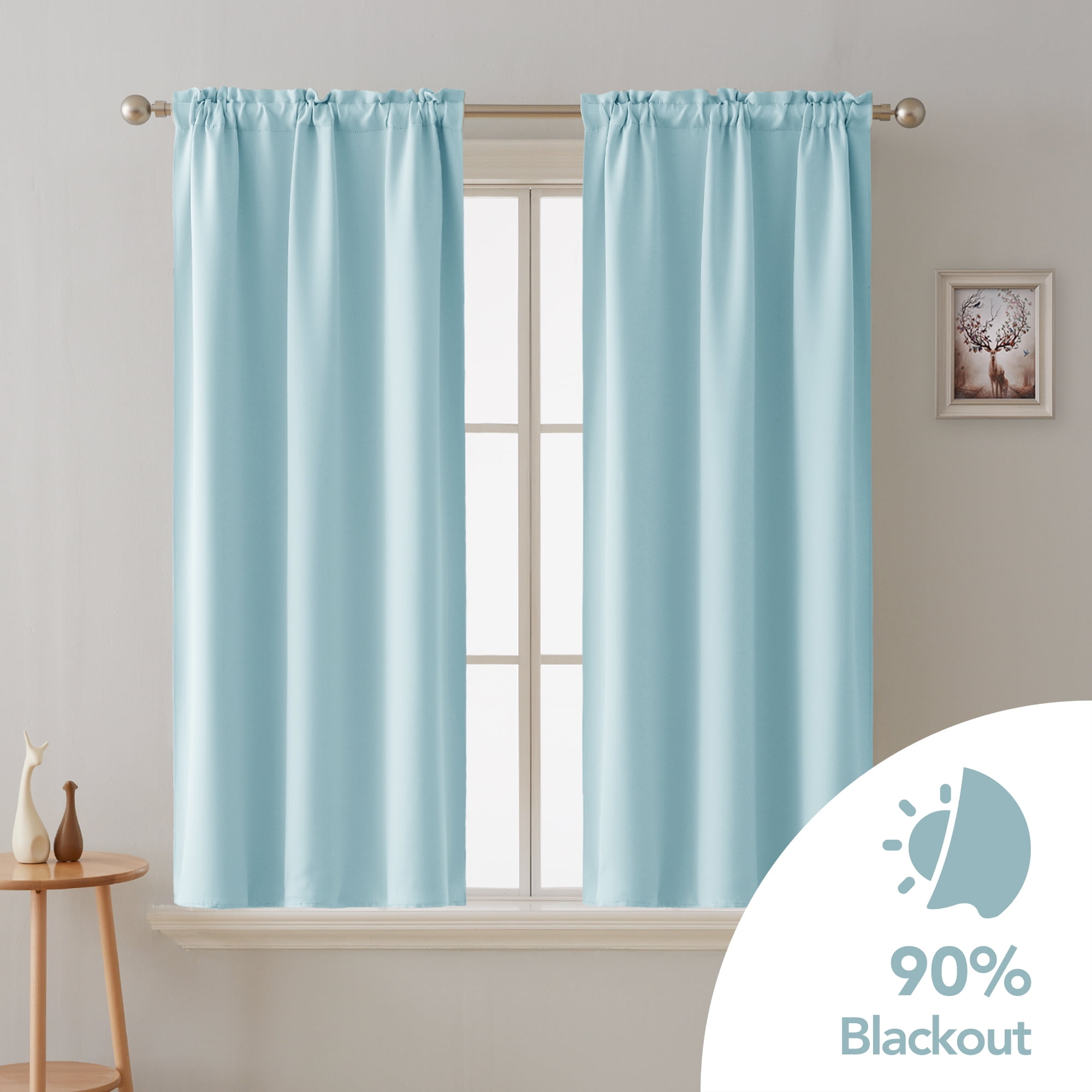 Deconovo Blackout Curtains Room Darkening Thermal Insulated Curtain Panels Rod Pocket for Living Room Baby Blue 38 x 45 Inch 2 Panels