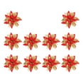 thumbnail image 3 of 10 guirnaldas de flores de Pascua artificiales con purpurina para hacer coronas navideñas. Rojo, 3 of 9