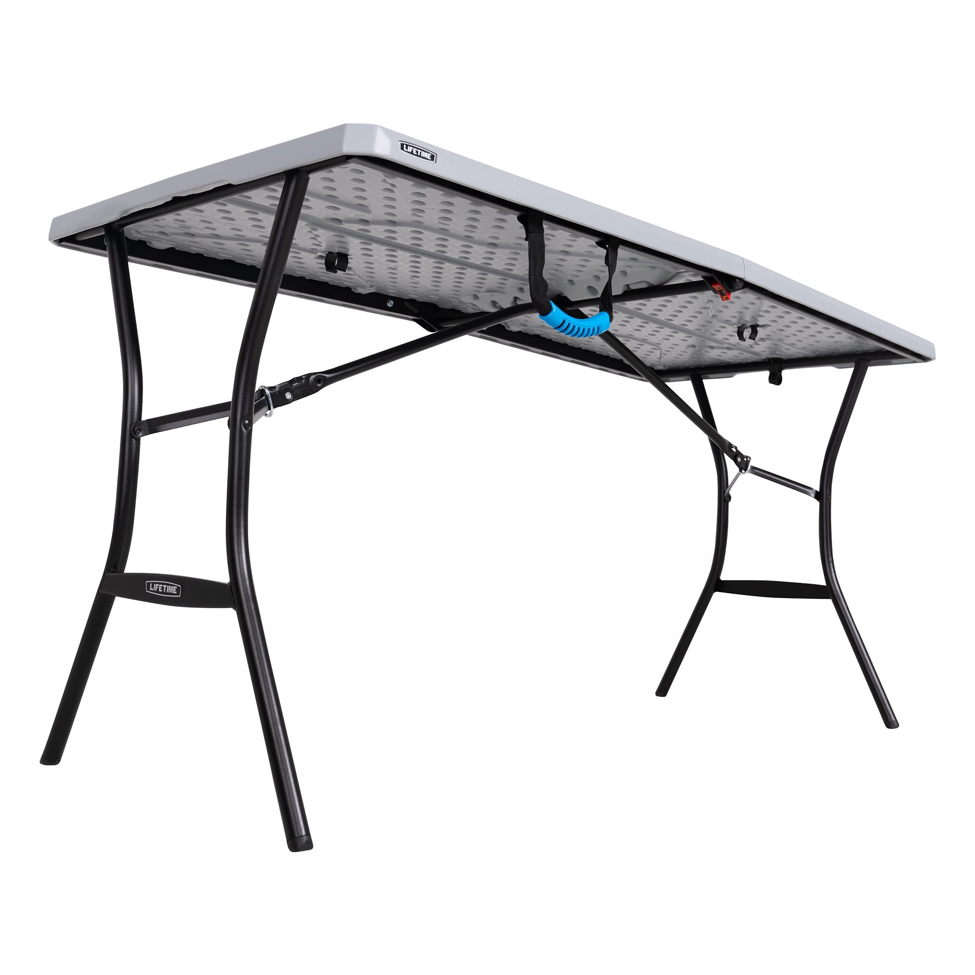 Lifetime 5 Foot Rectangle Fold in Half Table Indoor Outdoor Residential Boulder Gray 80939