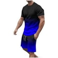 thumbnail image 2 of Miqool Men's Big & Tall Gradient Short Sets 2 Piece Outfits Summer Tracksuits Casual Short Sleeve T Shirt & Shorts with Pockets, 2 of 7