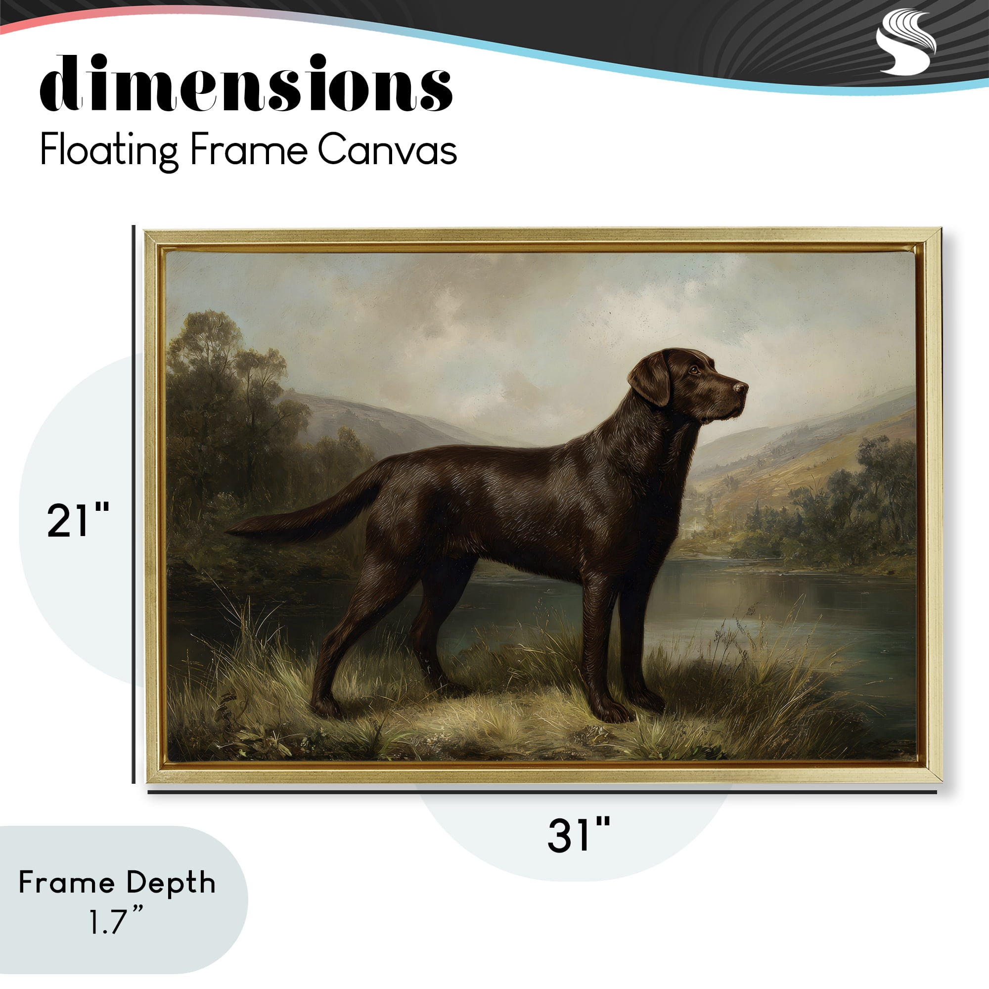 Stupell Industries On Alert Hunting Dog Gold Framed Floater Canvas Wall Art, design by Petal Prints Design