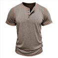 thumbnail image 2 of Camisetas de Corta para Hombre, Camisetas Informales de Algodón Estilo Henley, Camisetas Básicas de Verano Caqui XL, 2 of 6