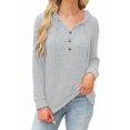 thumbnail image 3 of Hoodies Long Sleeve V-Neck Casual Sweatshirts Fall Outfits Pullover Winter Clothes Grey S, 3 of 7