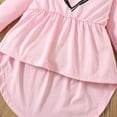 thumbnail image 6 of Gyujnb Girls Outfits 2 Piece Set Long Sleeve Top and Pants Casual Outfit with Heart Print Flutter Sleeve Peplum Tunic and Leggings Toddler Kids Clothes,Outfits for Girls,Size:4-5 Years, 6 of 7