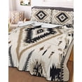 thumbnail image 3 of Quilts Twin Size, Boho Black Brown Soft Comforter Bedding Set for Bed, Retro Geometric Southwestern Ethnic Lightweight Quilted Bedspread with Pillow Cover(2 Pieces) for All Season, 68x86 Inch, 3 of 6