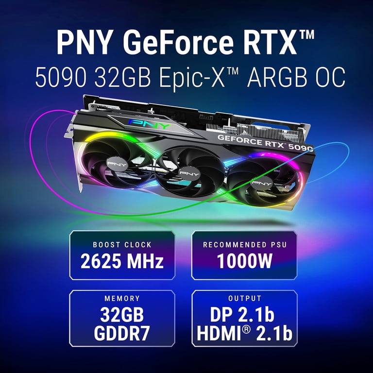 PNY NVIDIA GeForce RTX™ 5090 Epic-X™ ARGB OC Triple Fan, Graphics