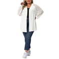 thumbnail image 2 of Agnes Orinda Women's Plus Size Lightweight Cardigan Crochet Knit Hollow Out Lace Long Sleeve Casual Open Front Sweater  1X White, 2 of 4