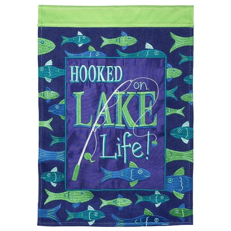 Magnolia Gardens M011320 13 x 18 in. Double Applique Lake Burlap Garden Flag