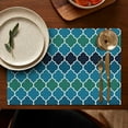 thumbnail image 4 of Blue Green Checkered Pattern Summer Placemats Table Placemats Set Of 6-Linen Kitchen Washable Placemats Table Mats 11.8"x17.7" Non-Slip Heat Resistant, 4 of 5