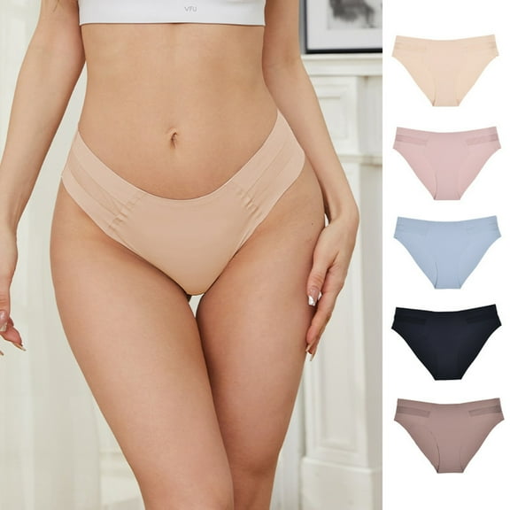 HVOBTTY Breathable Panties for Women, Womens Underwear, Women's Fashion Traceless Transparent Low Waist-string Panties Thong Beige, M
