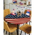 thumbnail image 4 of Independence Day Retro USA Flag Fitted Round Tablecloths Elastic Edged Table Covers 55"-60",Patriotic Star and Stripe Waterproof Dining Room Table Cloth for Kitchen Holiday Party Tables Decor, 4 of 6