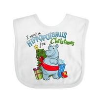 Inktastic I want a Hippopotamus for Christmas Boys or Girls Baby Bib