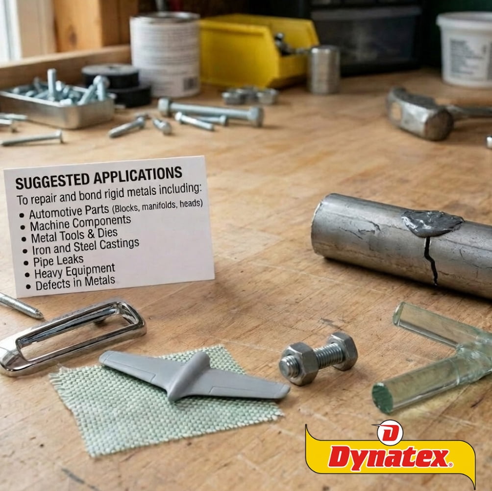Dynatex 4 Minute Steel Epoxy Adhesive 2 oz - Fast Set, Steel-Like Cure, Bonds & Repairs Metal Wood Masonry, Drillable Sandable (10-Pack)