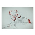 thumbnail image 1 of Engagement Party Cutting Board, Couple Clinking Flute Glass of Wine Forming Heart Shape Splash, Decorative Tempered Glass Cutting and Serving Board, Small Size, Scarlet and Pale Grey, by Ambesonne, 1 of 1