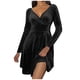 thumbnail image 1 of Gibobby Vestidos de fiesta cortos Vestido informal para mujer, ligero, delgado, de color sólido, cuello en V profundo, hasta la rodilla, Midi, vestido oscilante(Negro,CH), 1 of 5