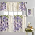 thumbnail image 4 of Watercolor Purple Vineflowers Petals Curtain Tier and Valance Set 3 Piece, Yellow Wood Board 3-inch Rod Pocket Window Tier Curtains Valance for Kitchen Living Room, 4 of 9