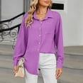 thumbnail image 2 of Timegard Formal Tops for Women Long Sleeve Lapel Neck Button Shirts Solid Color Work Casual Loose Tops, 2 of 8