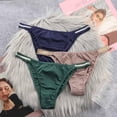 thumbnail image 2 of Bragas sedosas para mujer, Tanga fino, ropa interior de seda de hielo, cinturón brillante, Bikini de tiro bajo, lencería cómoda y transpirable, 2 of 5