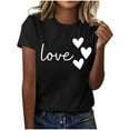 thumbnail image 5 of WHLBF Tops for Women Valentine's Day Print Round Neck Short Sleeve Sweetheart Blouse Black M, 5 of 5
