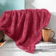 thumbnail image 5 of Exclusivo Mezcla Plush Fuzzy Fleece Twin Size Blanket, Super Soft Fluffy Blankets (Burgundy, 60"x80"), 5 of 6