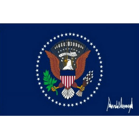 US President With Trump Signature 3'X5' Flag Rough Tex® 100D