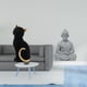 thumbnail image 2 of Figura de escritorio,Estatua de gato,linda estantería,escritorio,decoración del hogar,Estatua de mono,Estatua de Buda Mono para Interiores y Exteriores Budista,Figuras en miniatura meditando, 2 of 8