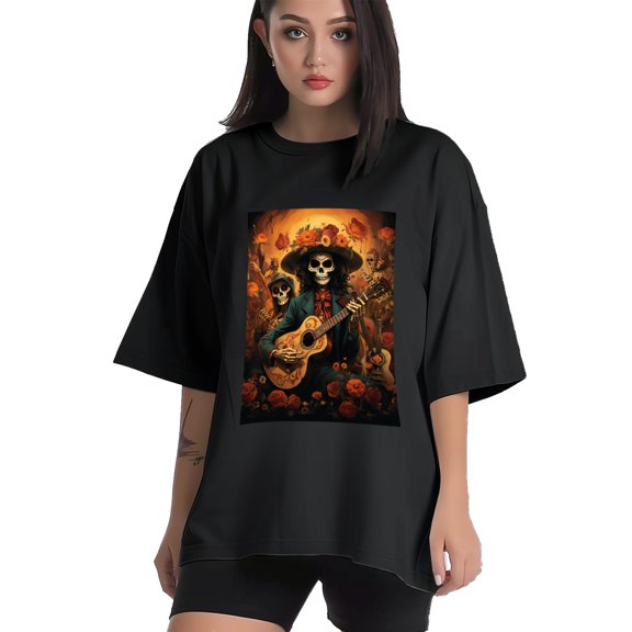 Plus Size Shirt for Women Black Tops for Women Short Sleeves Shirt for Women Skull (4) T Shirt Crewneck Shirt for Women XS
