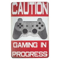 Caution Gaming In Progress Keep Out Funny Metal Sign Kids Bedroom Man Cave Wall Decor Game Room Door Art
