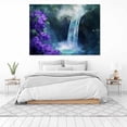thumbnail image 3 of Mudket Framed Scenic Canvas Wall Art Green Forest Waterfall Purple Flower Wall Decor Nature Botanical Canvas Print Ready to Hang for Living Room Bedroom Office Wall Art - 12"L x 8"W, 3 of 10
