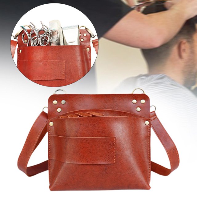Herramientas de salón Bolso de herramientas de herramientas con cinturón de hombro Gran capacidad para el cabello Bolsa de embalses de la embarcación Marrón
