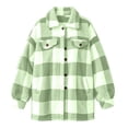thumbnail image 5 of Plaid Jacket for Women Warm Fleece Button Down Turned-Down Collar Fall Winter Shacket Coat with Pockets, 5 of 9