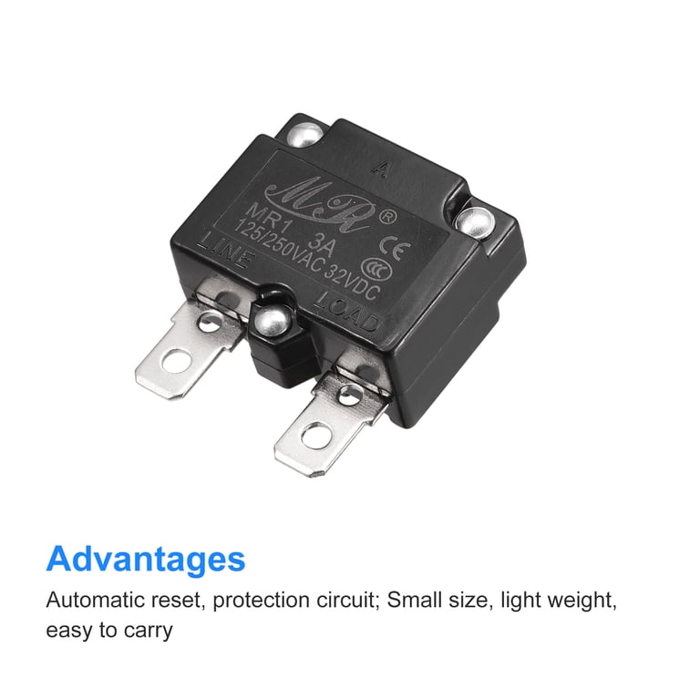 Push Button Circuit Breaker – 10Amp Thermal Overload Protector, Manual Reset, AC 125/250V, For Generators & Equipment