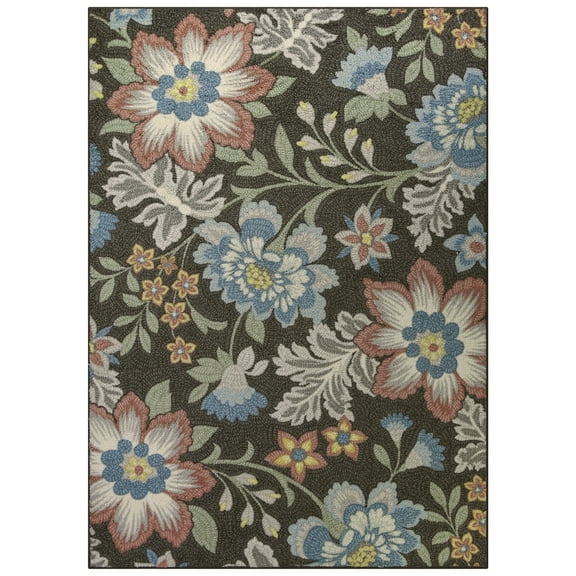 Mainstays Oversized Floral Farmhouse Gray Area Rug, 5'x7'